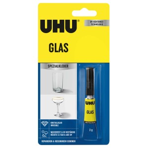 Uhu Glas Spezialkleber, transparent, 3g Tube für Glas- und Metallklebungen.