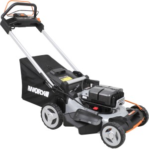 Worx Akku-Rasenmäher WG761E, 51 cm Schnittbreite, mit Fangkorb.