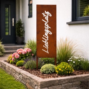 Relaxdays Gartenstecker Eisen Rostbraun Wetterfest 115 cm x 28 cm