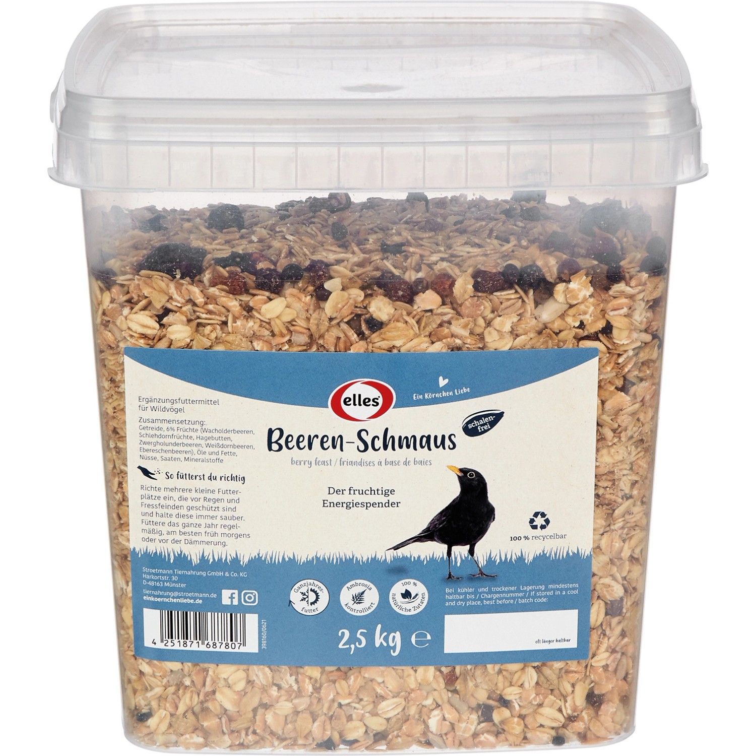 Elles Ergänzungsfutter Beeren-Schmaus für Wildvögel 2,5 kg