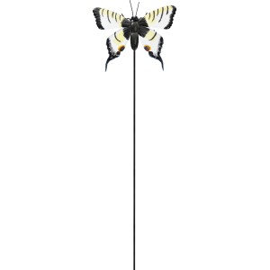 Gartenstecker Schmetterling, 110 cm, hellgelb, aus Metall für die Gartendekoration.