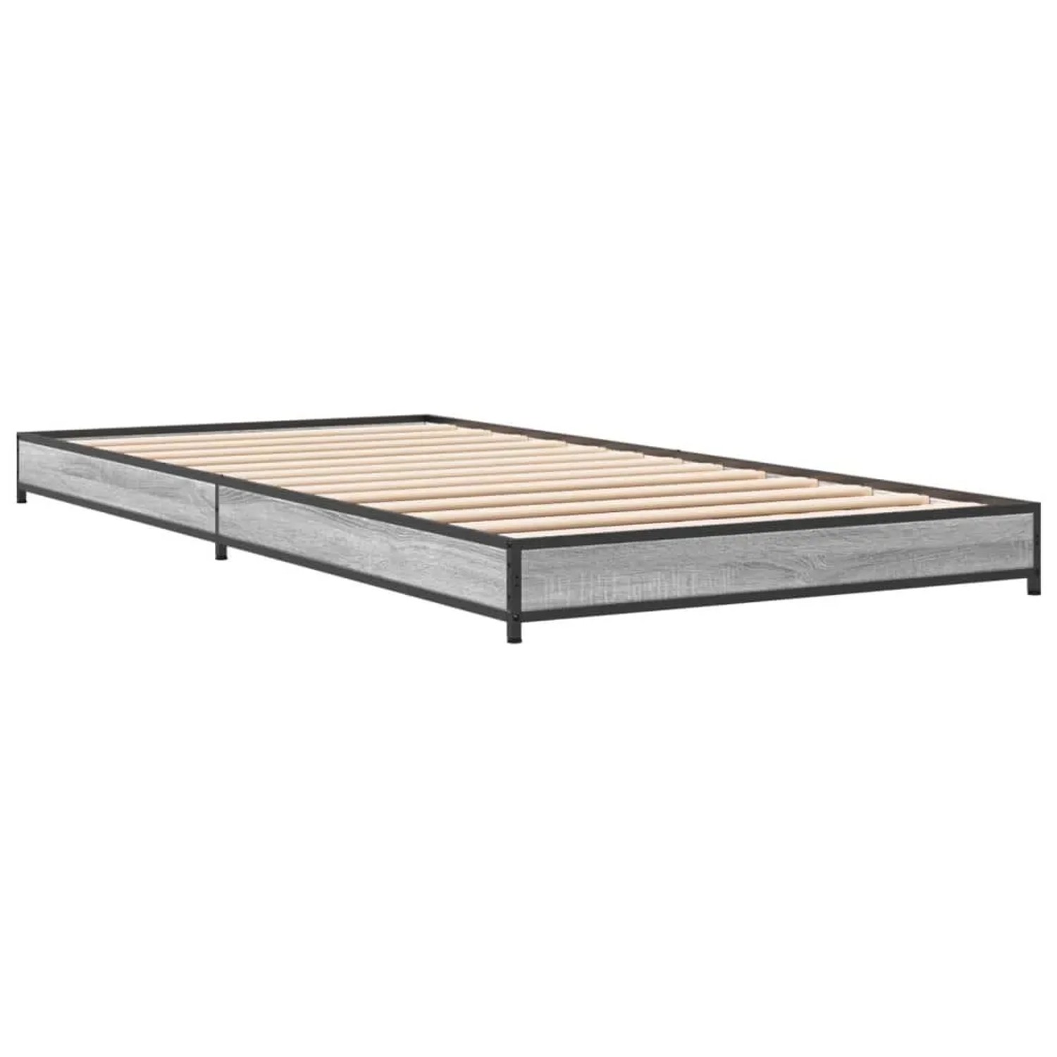 vidaXL Bettgestell Grau Sonoma 75x190 cm Holzwerkstoff und Metall 845189 günstig online kaufen