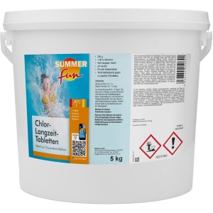 Eimer Summer Fun Chlor-Langzeit-Tabletten 5 kg zur Pool Desinfektion.