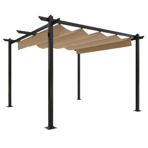 Taupefarbener vidaXL Pavillon 3x3 m mit ausziehbarem Dach für Garten & Terrasse.