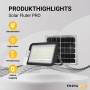 ENOVALITE Solarstrahler PRO 50W mit Solarpanel, Fernbedienung und kaltweißem Licht.