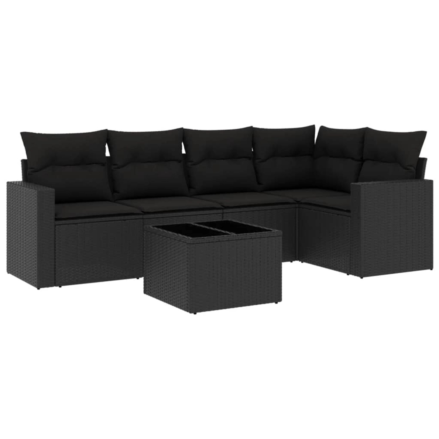 vidaXL 6-Tlg Garten-Sofagarnitur mit Kissen Schwarz Poly Rattan 3218925 günstig online kaufen