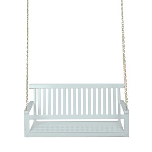 Weiße Garden Pleasure Hängebank Augusta aus FSC®-Holz mit Ketten.