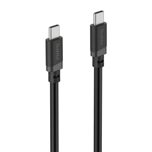 Zwei schwarze Hama USB-C Lade- und Datenkabel, 2m, mit robusten Steckern. Ideal für Handy-Zubehör.