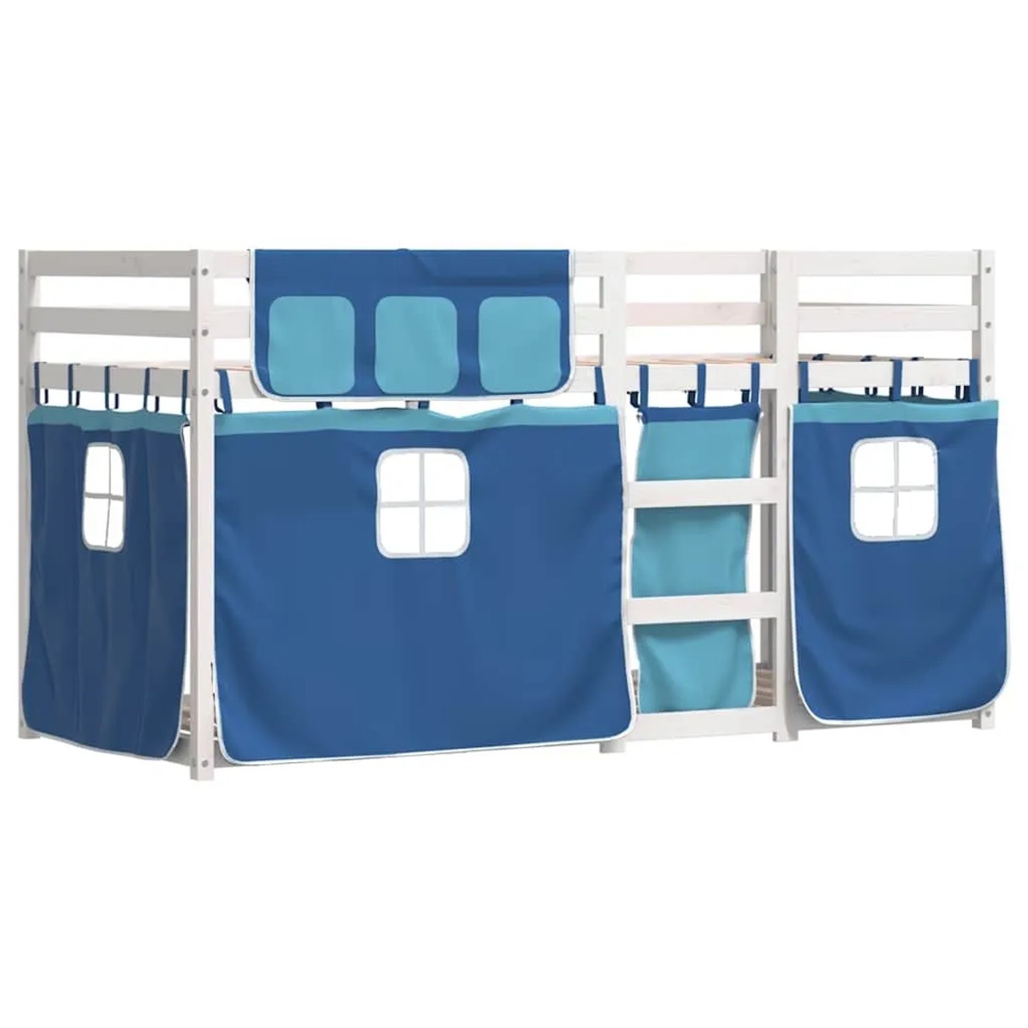 vidaXL Etagenbett mit Vorhängen Blau 80x200 cm Massivholz Kiefer 3283902 günstig online kaufen