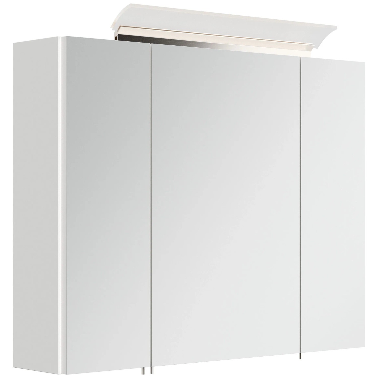 Posseik Spiegelschrank inkl. Design LED-Lampe u. Glasböden 80 cm Weiß Hochglanz
