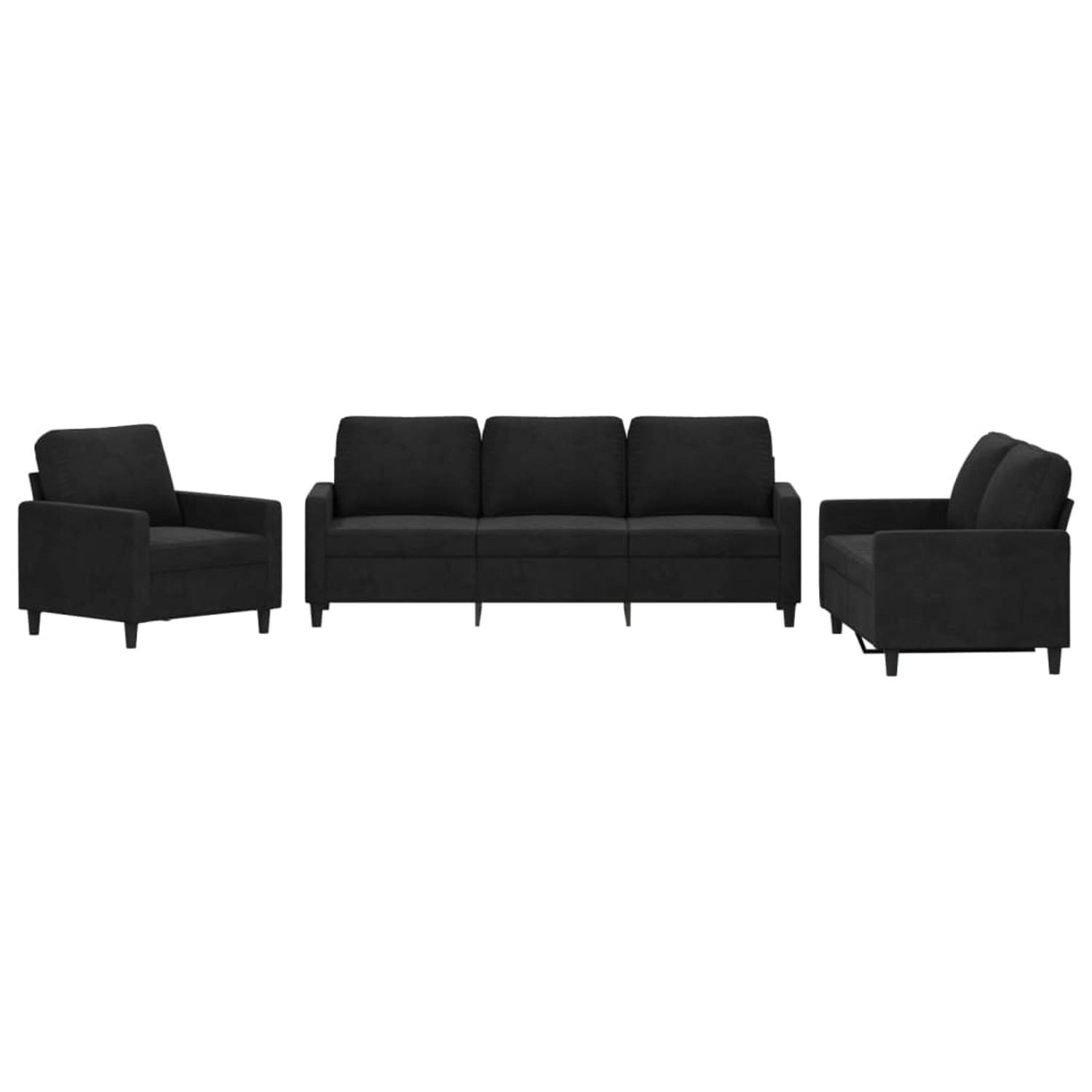 vidaXL 3-Tlg Sofagarnitur mit Kissen Schwarz Samt 3201481 günstig online kaufen