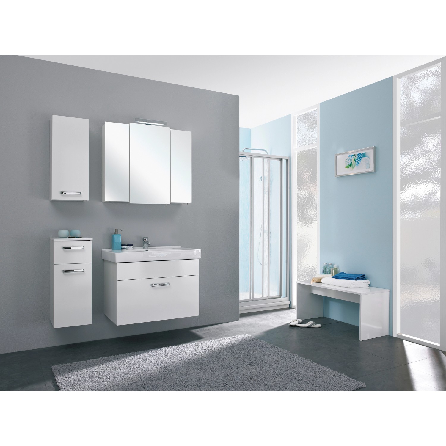 Badezimmer-Set Quickset 312 weiß glanz B/H/T: ca. 113x200x48 cm günstig online kaufen