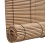 Braun gerolltes Bambusrollo, Fensterdekoration für Sichtschutz und Lichtfilterung.
