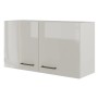 Flex-Well Oberschrank Lund, 100 cm, lichtgrau glänzend mit Rauchgrau, zwei Türen und schwarzen Griffen.