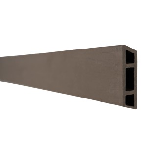 Musterstück WPC Zaun Kopenhagen schokobraun mit Holzstruktur, 20 cm.