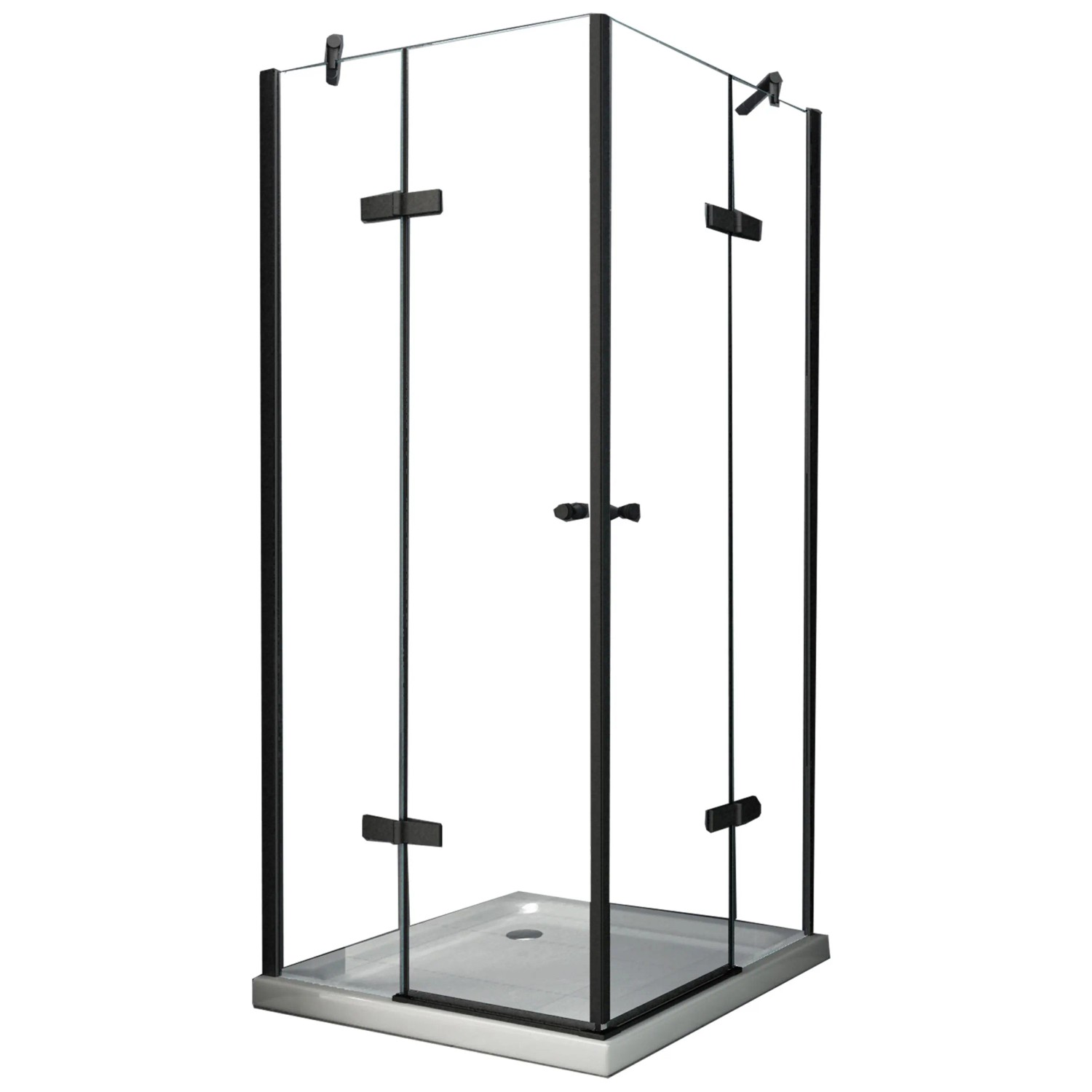 Glasdeals Duschkabine 8 mm Glas Dusche CORNO in Schwarz 80 x 80 x 195 cm 3311
