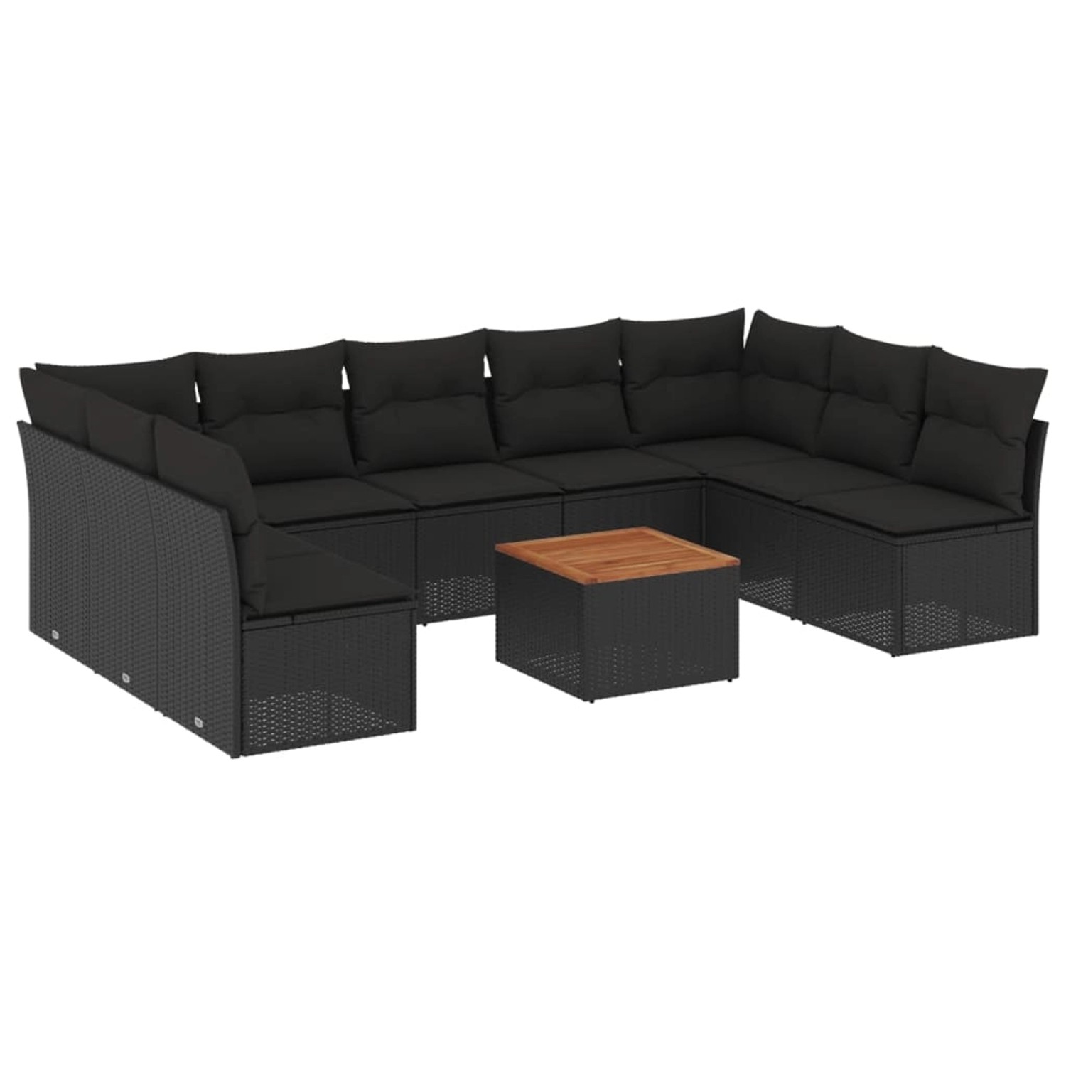 vidaXL 10-tlg Garten-Sofagarnitur mit Kissen Schwarz Poly Rattan Modell 63 günstig online kaufen