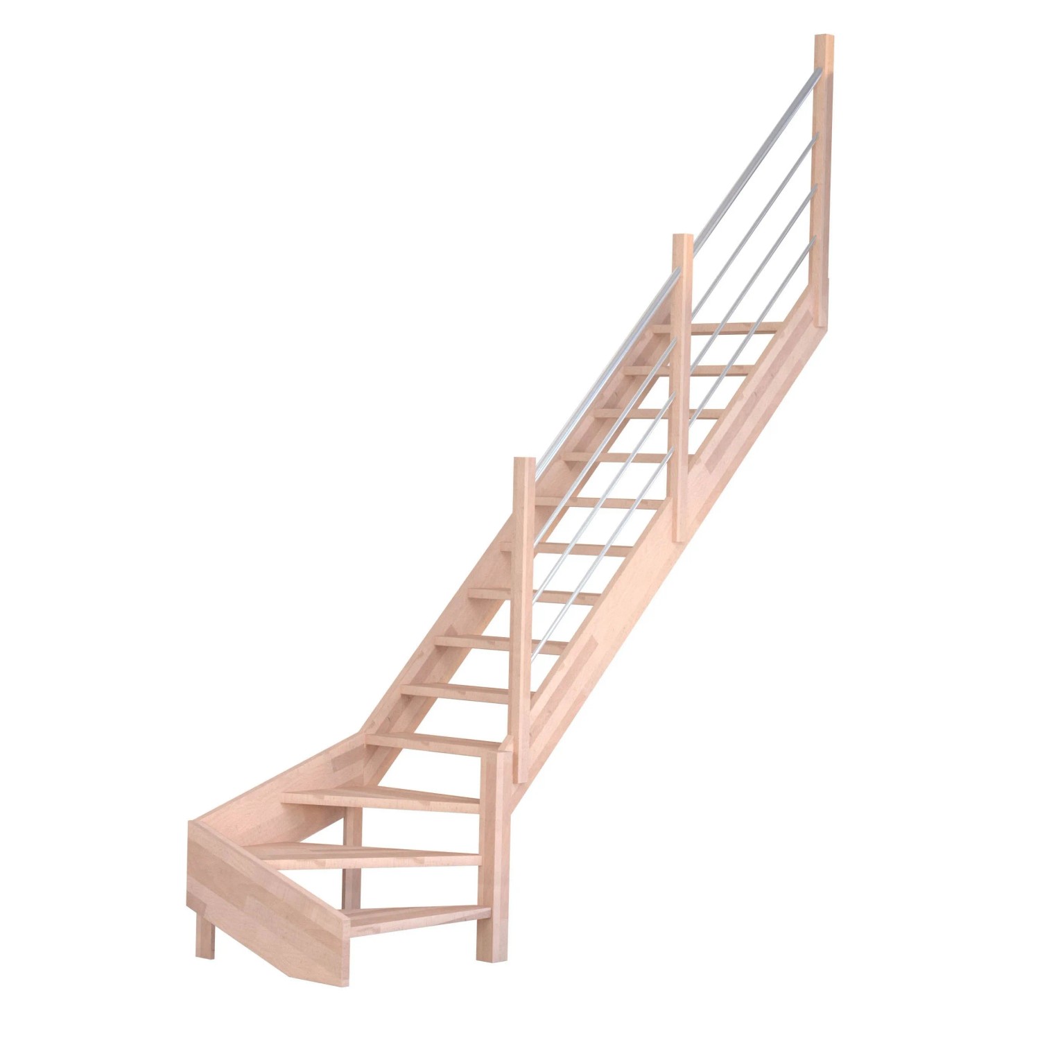 Treppe Mykonos Pro Buche Gew. R 90 cm Holz-Edelstahl-Geländer FSC® günstig online kaufen