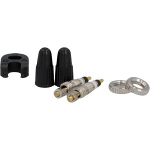 Fischer Ventil-Set Sclaverand 7-teilig: Ventile, Kappen, Muttern und Werkzeug für Fahrrad-Reparatur.