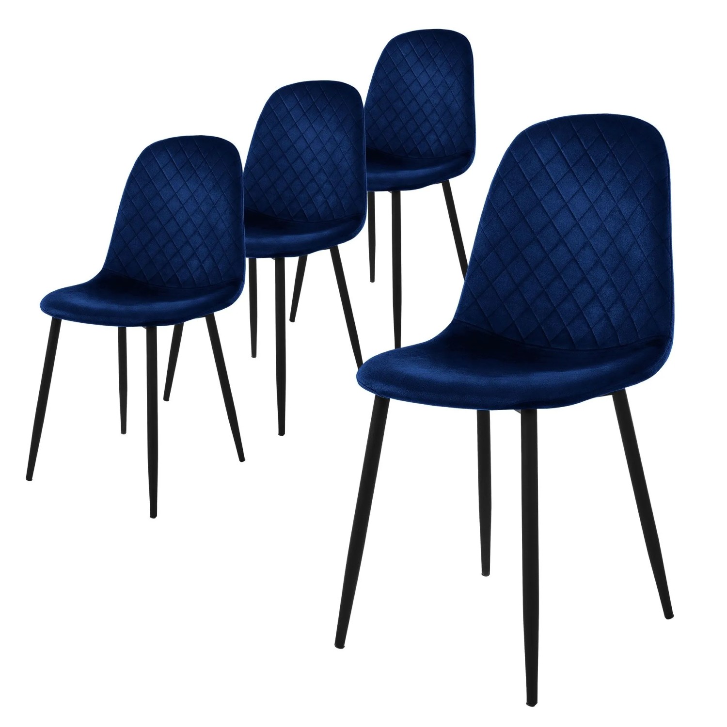 ML-Design Esszimmerstühle 4er Set Dunkelblau Samtbezug Metallbeine