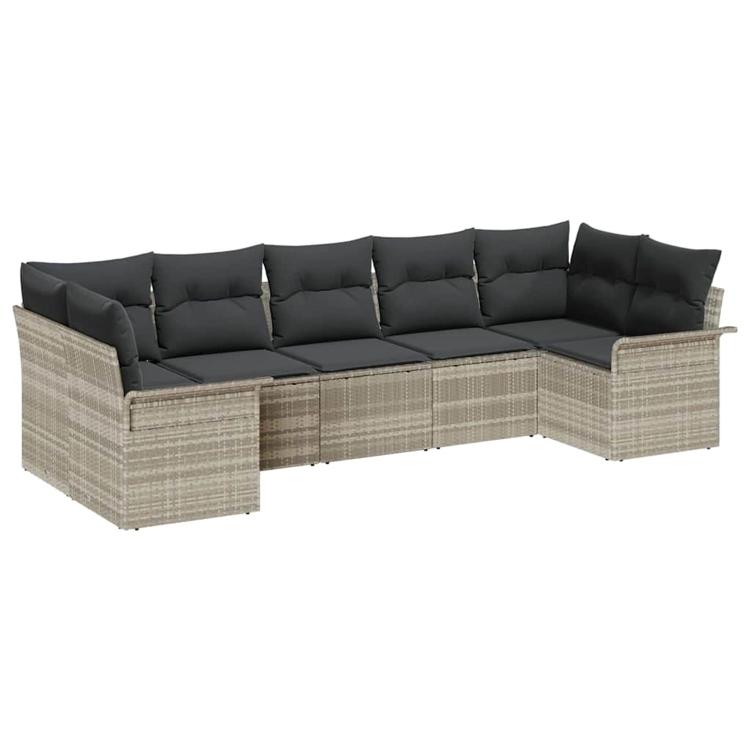 vidaXL Garten-Sofa-Set mit Kissen 7-Tlg Hellgrau Poly Rattan 3345512 günstig online kaufen