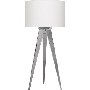 Weiße Näve Tischleuchte mit 3-Bein Stativfuß aus Edelstahl, 61,5 cm hoch.