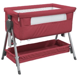 vidaXL Babybett mit Matratze Rot Leinenstoff 10293