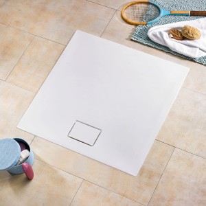 Quadratische, weiße Ottofond Duschwanne Pearl 80x80 cm aus Acryl mit Ablauf