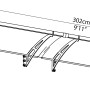 Technische Zeichnung: Palram Canopia Vordach Aquila 3 m, grau, klare Paneele, Maße.