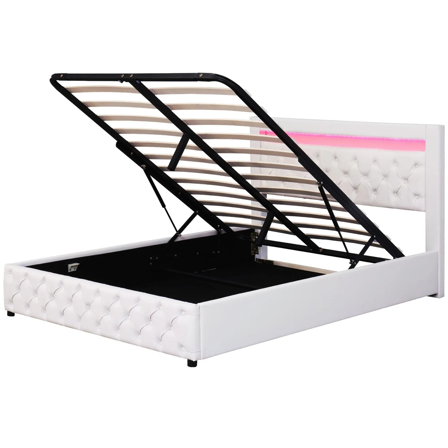 Okwish Polsterbett 160x200cm Mit Led Beleuchtung Schlafzimmer Weiß Ohne Matratze