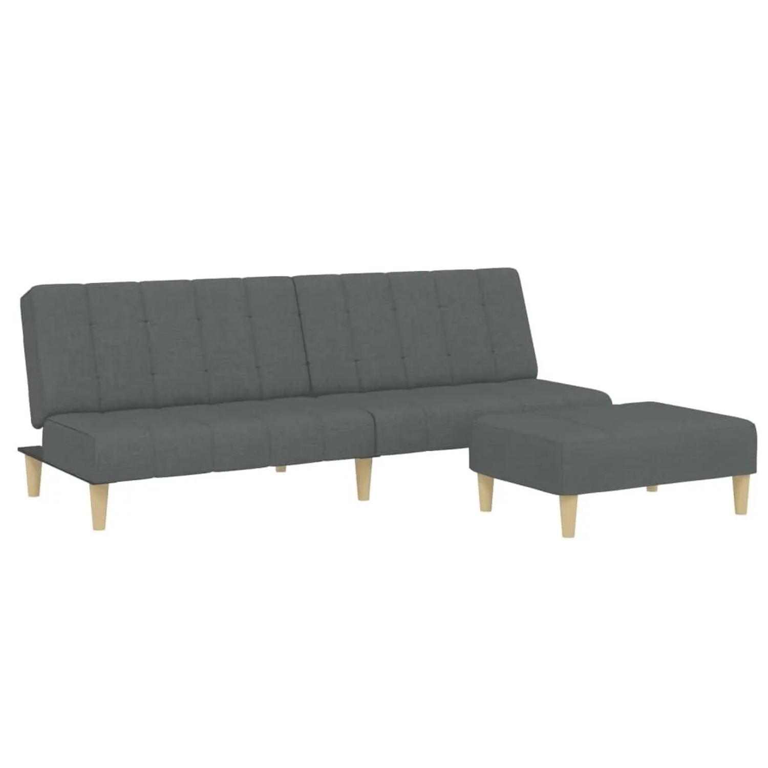 vidaXL Schlafsofa 2-Sitzer mit Fußhocker Dunkelgrau Stoff 3258086 günstig online kaufen
