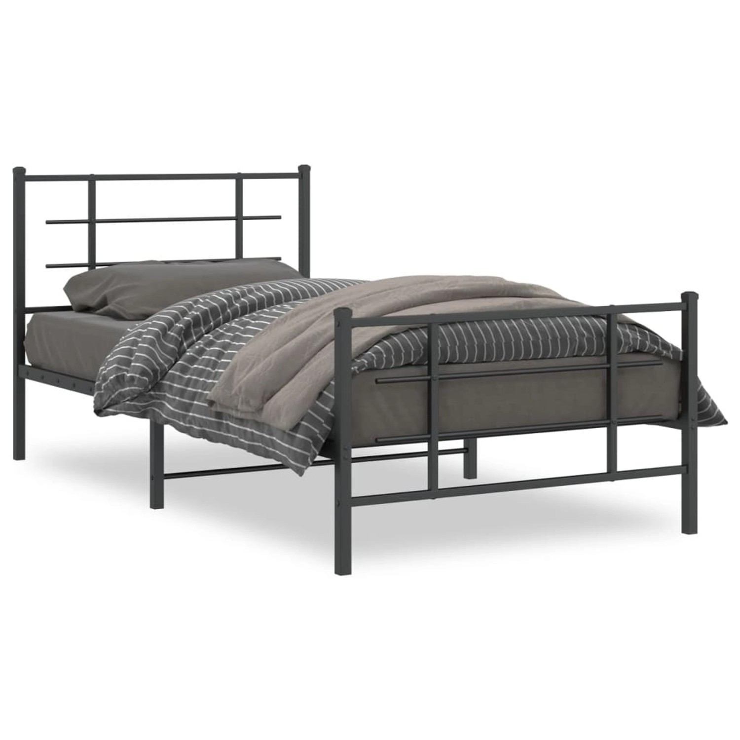 vidaXL Bettgestell mit Kopf- und Fußteil Metall Schwarz 107x203 cm 355575 günstig online kaufen
