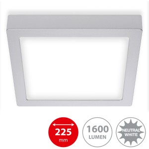 Briloner LED-Deckenleuchte Fire, chrom matt, quadratisch, 225x225mm. Moderne Wandlampe für Innenräume.