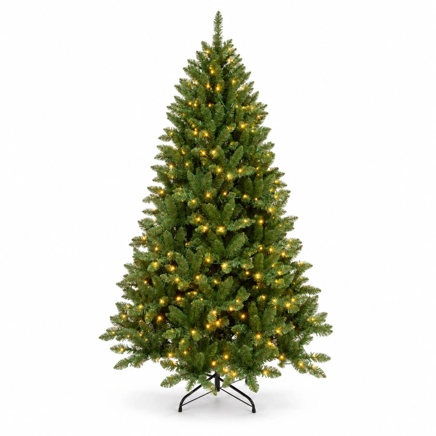 KARAT Künstlicher Weihnachtsbaum Evergreen LED-Beleuchtung Fichtenoptik mit Metallständer 180 cm