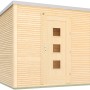 Weka Holz-Gartenhaus wekaLine 413, 6,3 m², naturbelassen mit Tür und drei Fenstern.