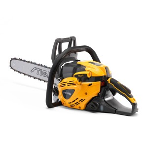 Stiga CS 545 Benzin-Kettensäge in Gelb und Schwarz, 40 cm Schwertlänge.