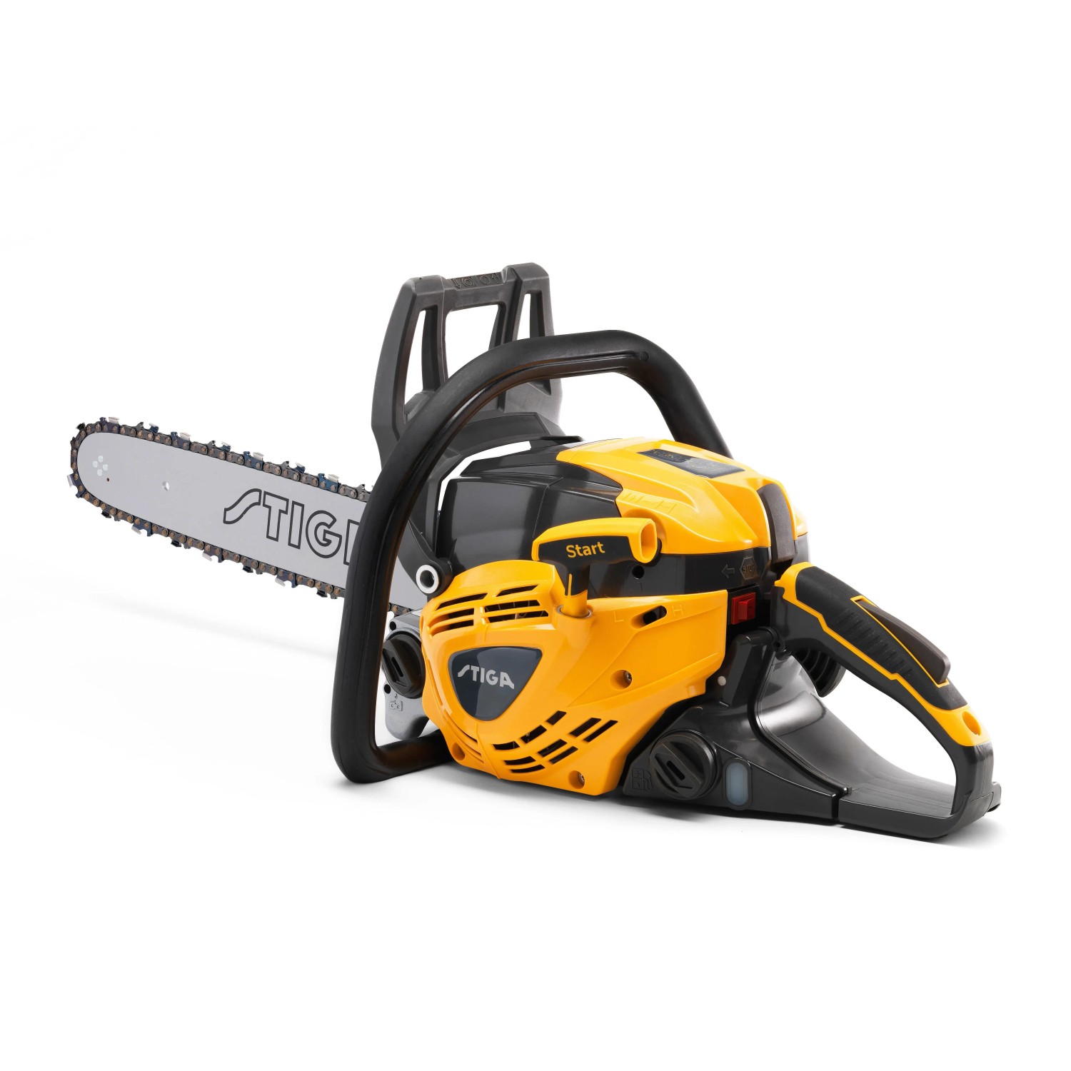 Stiga CS 545 Benzin-Kettensäge in Gelb und Schwarz, 40 cm Schwertlänge.