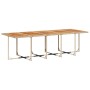 vidaXL Garten-Esstisch, beige Poly Rattan, Akazienholz-Tischplatte, Teil der 15-tlg. Essgruppe