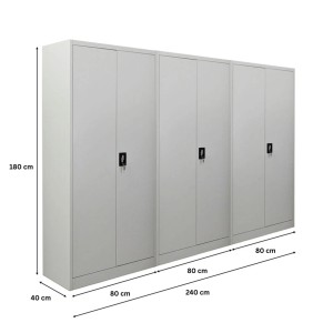 PROREGAL MegaDeal 3x Flügeltürenschrank ELEPHANT Mit 2 Türen Abschließbar HxBxT 180x80x40cm 4 Ebenen Stahl Pulverbeschichtet Lichtgrau Aktenschrank