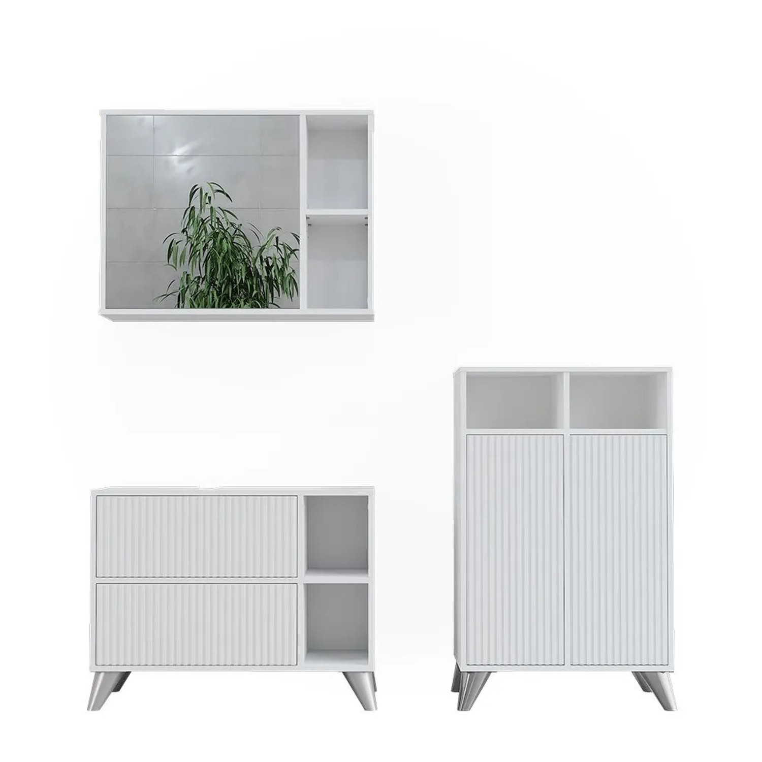 Vicco Badmöbel-Set Leano Weiß 80 x 62 3-teilig