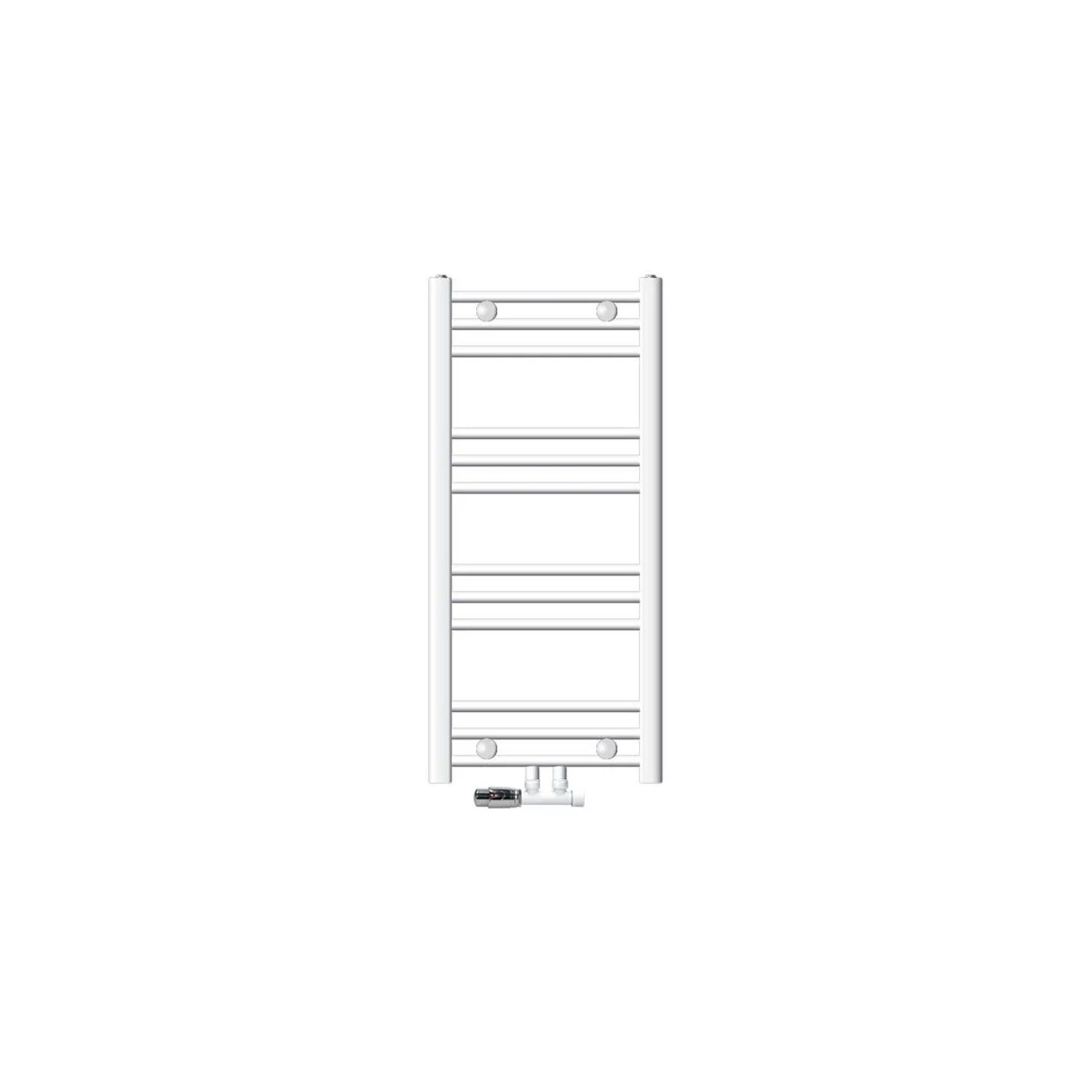 LuxeBath Badheizkörper 400x800mm Weiß Gerade + Ventil Eckform