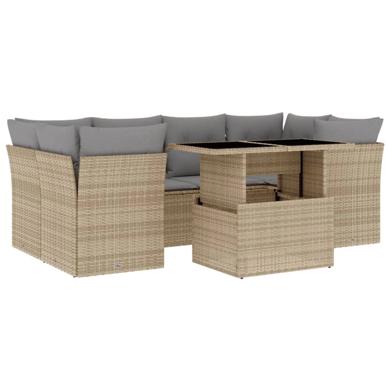 vidaXL 7-tlg Garten-Sofagarnitur mit Kissen Beige Poly Rattan Modell 366 günstig online kaufen