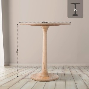 Runder CLP Beistelltisch Morristown Natura aus hellem Holz, 70 cm Durchmesser, 77 cm hoch. Ideal als Wohnzimmertisch.