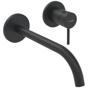 Hansa Waschtisch-Wandarmatur HANSAPUBLIC, 22,5 cm Ausladung, in Schwarz-Matt.