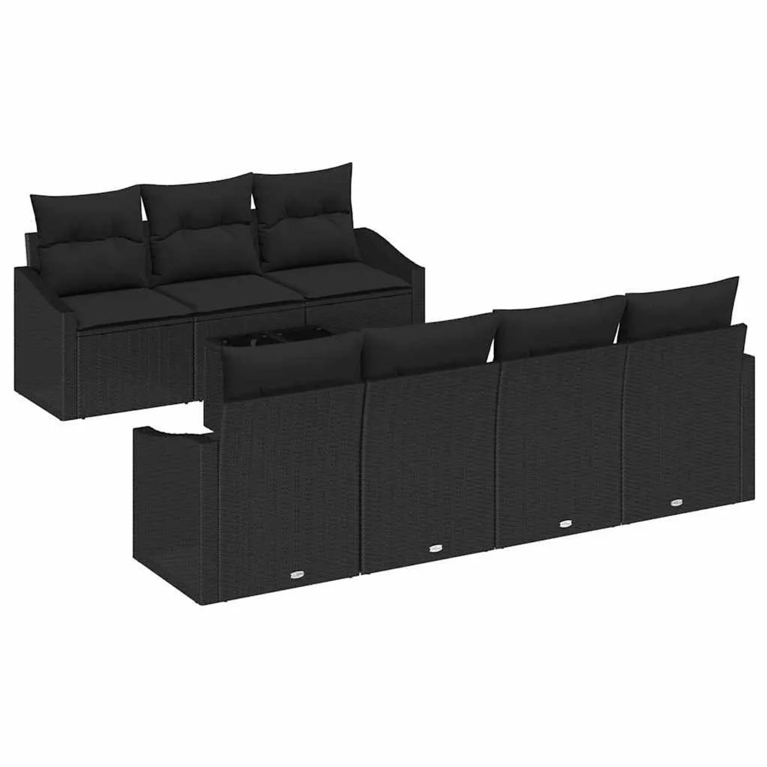 vidaXL Sofa Set mit Kissen mit Speicher 8-Tlg Schwarz Poly-Rattan 3355302 günstig online kaufen