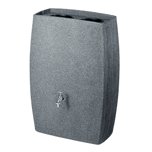 Arves Regenwassertank Boxy, 270 l, Granit, mit Zapfhahn und Pflanzschalen.
