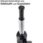 STAHLWERK Hydraulikheber aus Edelstahl und Gusseisen. Schwarzer Stempelwagenheber mit silbernem Hubzylinder und Stellschraube, 4 T.