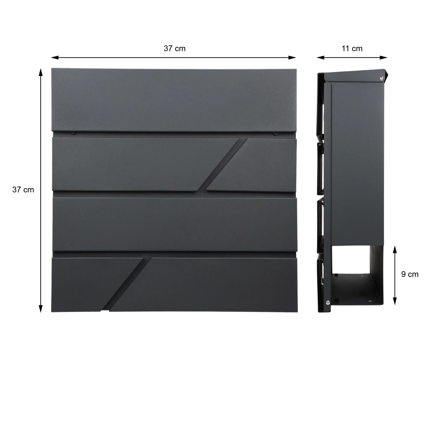 ML-Design Standbriefkasten Anthrazit (37x11x37cm) mit Zeitungsfach und 170cm Pfosten.