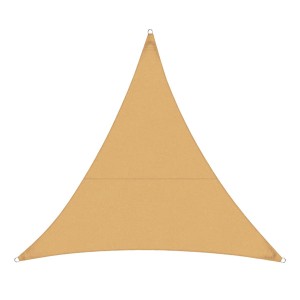 Dreieckiges, sandfarbenes Karat Sonnensegel 5x5x5 m für Garten, Terrasse und Balkon.