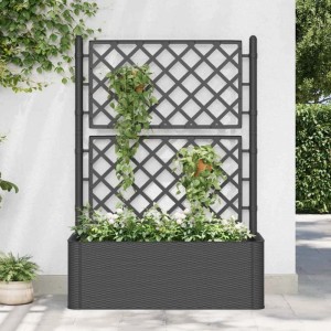 DELUKE Rankkasten Pflanzgefäß BAYO Anthrazit Selbstbewässerungssystem 100x43x142cm Hochbeet Rankgitter Pflanzkasten Blumenkasten Rankhilfe